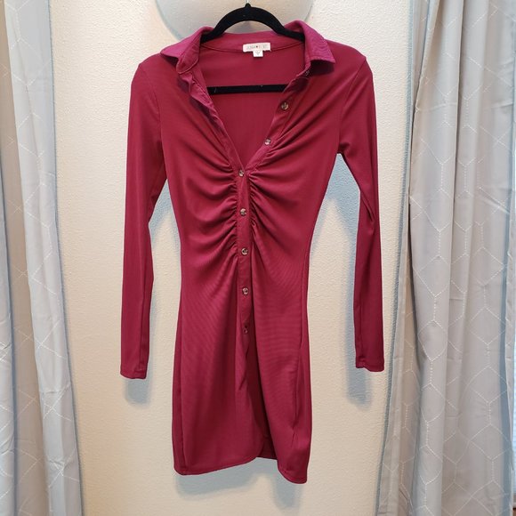 Ultra Flirt Maroon Bodycon Dress - Picture 2 of 9